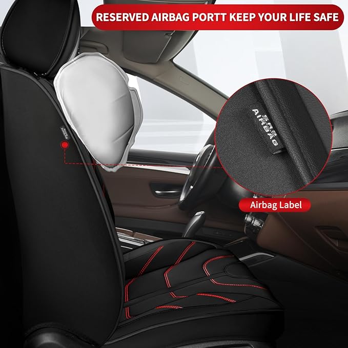 TTX LIGHTING Car Seat Covers fit for Ford Focus 2009-2018 Full Set: Premium Leather Automotive Seat Cover with Airbag Compatible Waterproof (5 Seats, Redline)