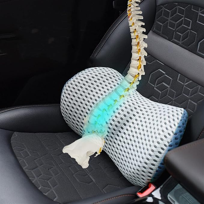 Lumbar Support Pillow for Car Seat, Mesh Office Chair Back Support Cushion, Ergonomic Back Pillows for Carseat,Office Chair,Desk,Wheelchair(Grey)