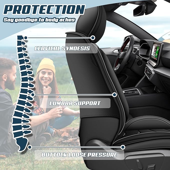 Car Seat Covers for Fiat 500 2012-2019, Premium Nappa Leather Car Seat Cover, Stylish Sport Seat Covers， Automobile Seat Cover Sets.(Luxury 2 Seats/Pure Black)