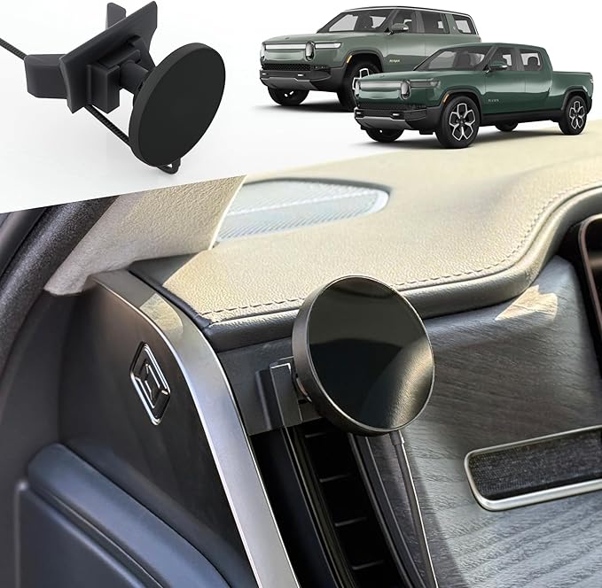 TWRAPS Dashboard Phone Charger for Rivian R1S & R1T, Compatible with MagSafe Cases & iPhone 17 Pro & Max, 25W Charging Puck Dash Mount Holder Anchors to AC Vents, R1 2021-2026 SUV & Truck Accessories