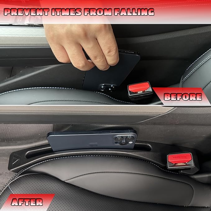 Toyota Tacoma Seat Gap Filler, Car Seat Gap Filler Organizer Stop Things from Dropping Customized Interior Accessories for Toyota Black, 2 Pack