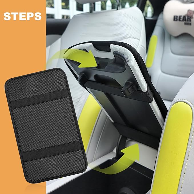 Car Center Console Cover,White Flowers Auto Center Console Pad,Armrest Cover Protector for Vehicle SUV Truck Car