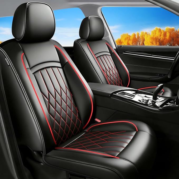 Fit for Venue Seat Covers Compatible with Hyundai Venue 2020-2026 - Waterproof Breathable Leather Automotive Seat Cushions Protector,Airbag Compatible,Full Set 5 Seats(Redline)