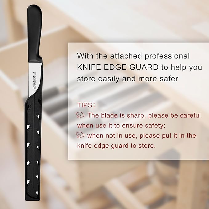 10 Inch Serrated Knife for Homemade Bread With Sheath, Wide Wavy Edge Blade For Bread Cake Cutting Slicing, High-Carbon Japanese Stainless Steel