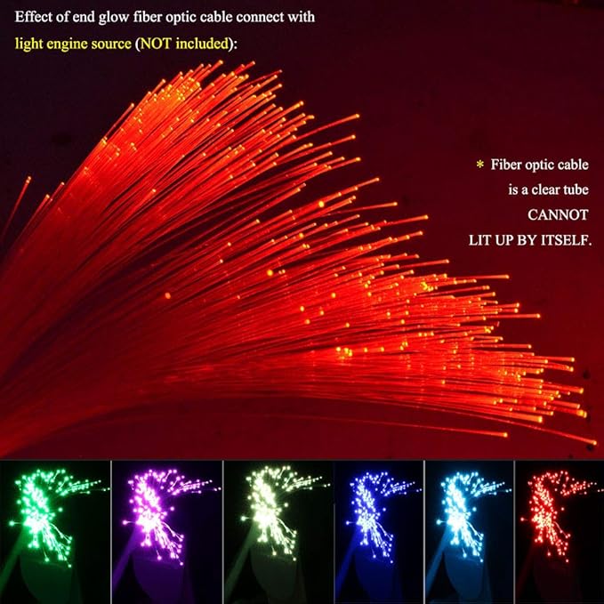 AKEPO End Glow Fiber Optic Light Cable 9.8ft/3m*550pcs*Ф0.03in/0.75mm, PMMA Plastic Cable for LED Star Ceiling Sky Light Kit and Fiber Optical Lighting Decoration (Without Light Source)