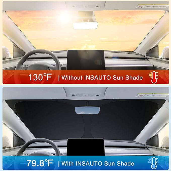 INSAUTO Custom Fit Windshield Sun Shade Accessories for Honda Accord 2023-2026, Foldable Front Window Sunshade, UV & Heat Reflector, Keeps Interior Cool, Includes Storage Bag