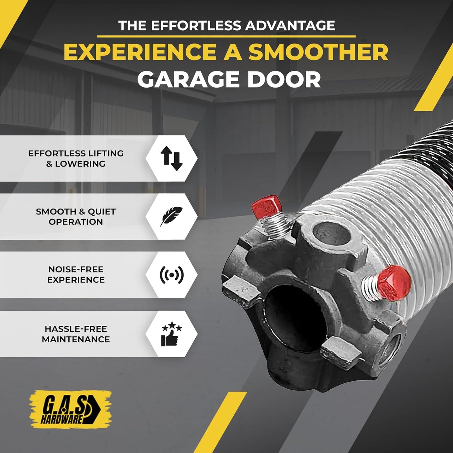 Garage Door Torsion Spring 295x2x48 Torsion Spring for Right Side of Garage Door with 1" Steel Bearing, Gloves, and Winding Bars Precision E-Coating 5-Year Warranty Minimum 30,000 Cycles (Black Cone)