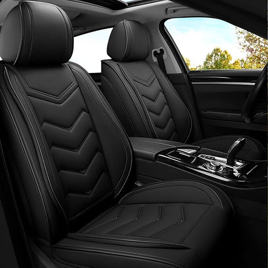 Car Seat Covers for KIA Sedona 2003-2021, Premium Nappa Leather Car Seat Cover, Stylish Sport Seat Covers， Automobile Seat Cover Sets.(Standard 2 Seats/Pure Black)