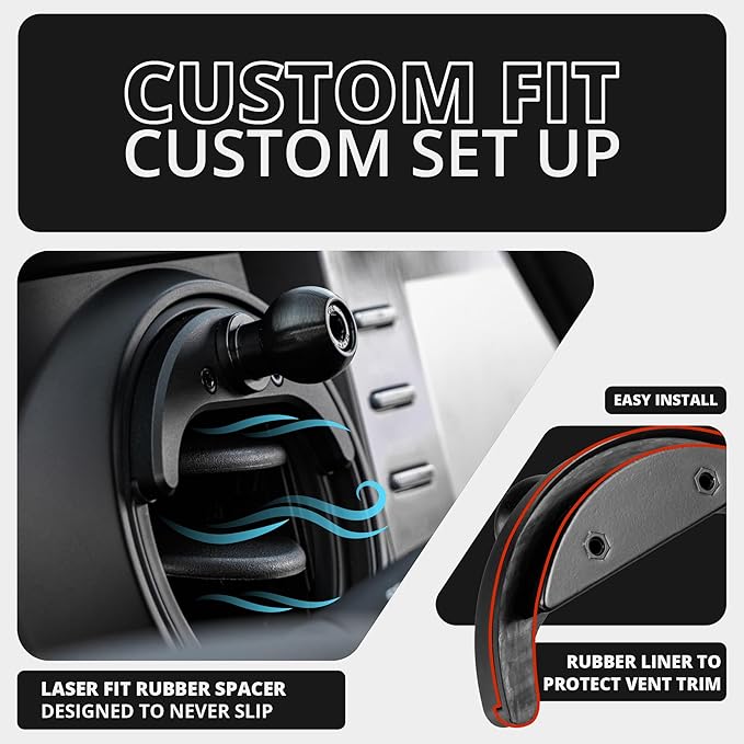 Tackform Link Vent Phone Mount Compatible with 2016-2023 Toyota Tacoma and 2014-2021 Toyota Tundra | Aluminum | Zero Slip | Universal Magnetic Phone Holder | 2" Arm | Black | (NOT MAGSAFE Compatible)