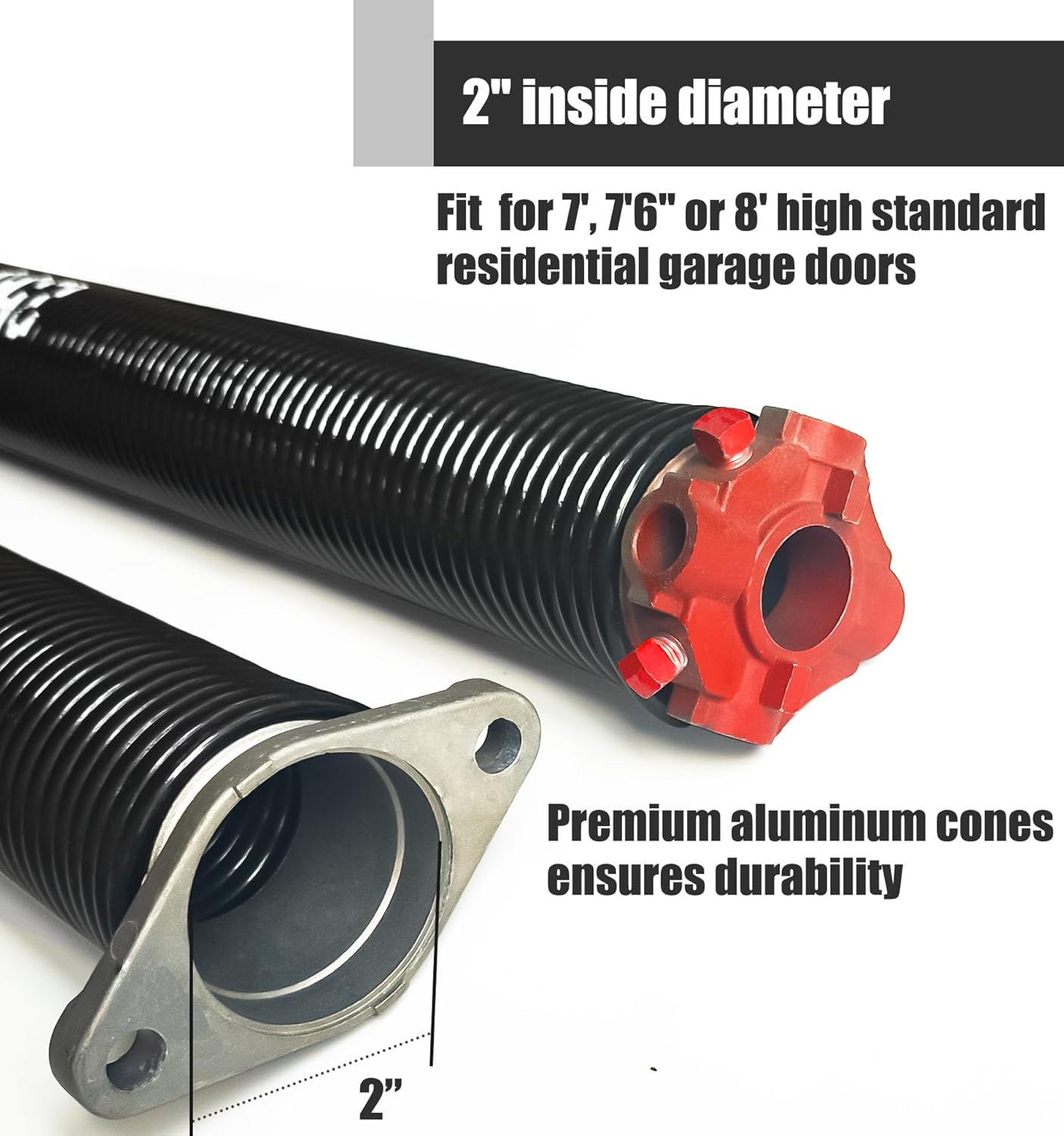 Garage Door Torsion Spring Set, Pair of 2" Electrophoresis Coated Garage Door Spring Replacement with 2 Non-Slip Winding Bars and Bearing, Minimum 16000 Cycles (.243x2x27)