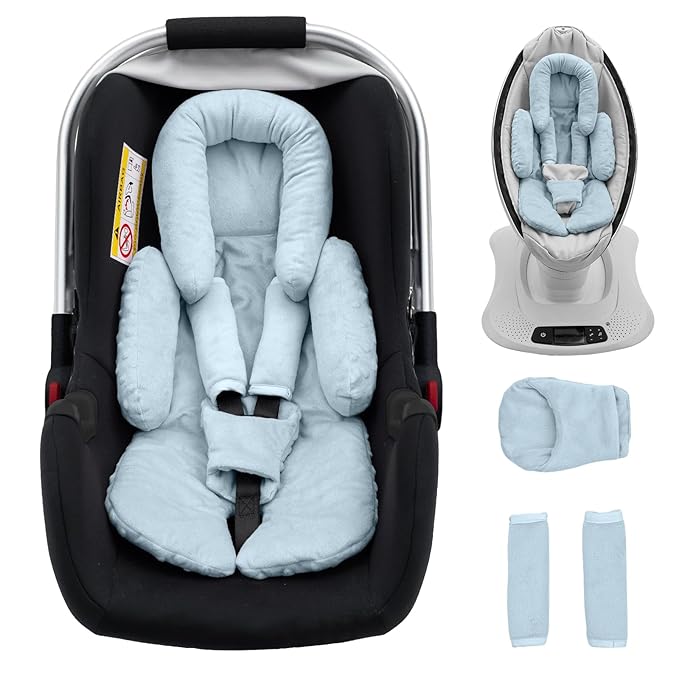 Infant Insert Compatible with Mamaroo/Graco Swing/Doona Stroller, Thickened Baby Car Seat Head Support with Shoulder Covers, Breathable Newborn Carseat Insert for Preemie to Infant