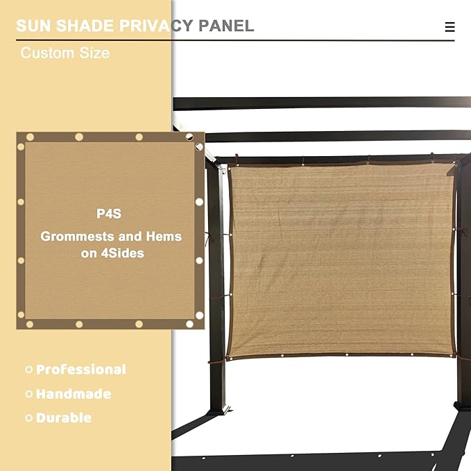 Sun Shade Privacy Panel with Grommets on 4 Sides for Patio, Awning, Window Cover, Pergola or Gazebo (Walnut, 10' x 8')