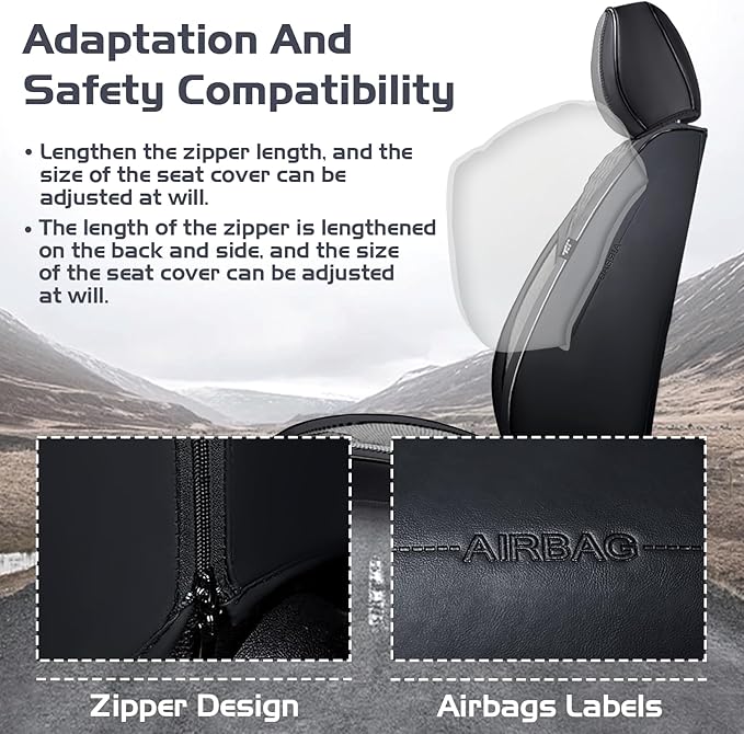 Truck Seat Covers for Ford Ranger 2019-2026, Waterproof Premium Leather Full Coverage Car Seat Covers, Muscle Sport Style Auto Interior Seat Cover Sets (Full Set/Black Gray)