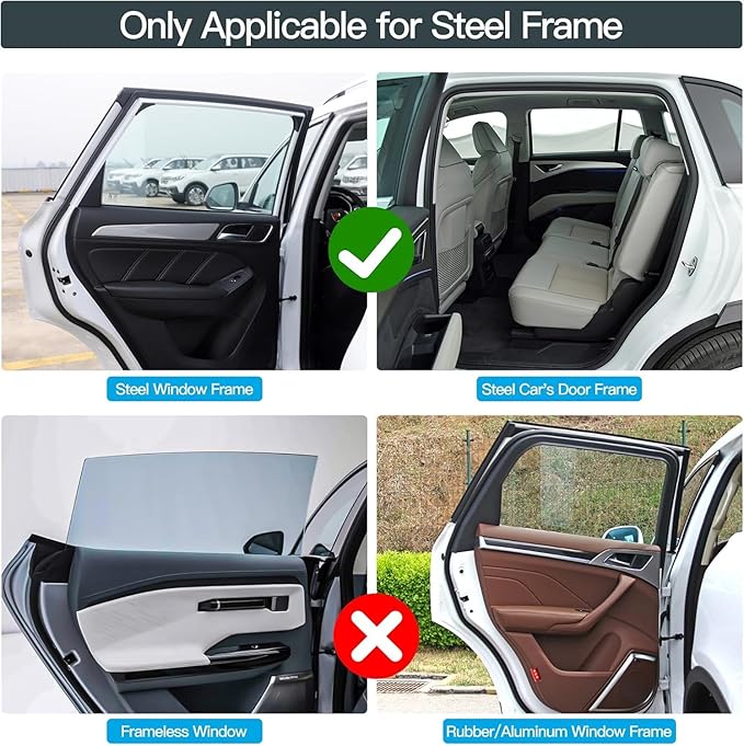 ZATOOTO 4 Pack Car Privacy Curtains, Full Blackout Car Window Shades, Universal Fit for Most Cars, Great for Travel, Camp, Privacy