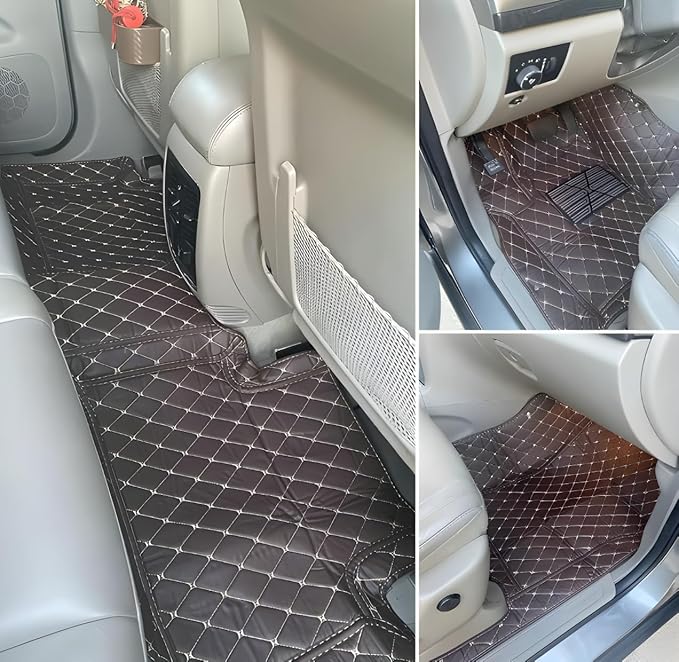 Customize Car Floor Mats for 99% Sedan SUV Sports Car All Weather Leather Full Coverage Waterproof Non-Slip Vehicle Lining Pads (Black and red Stripes)