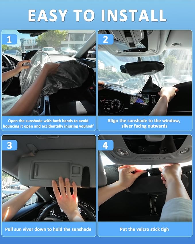Windshield Sunshade for Buick Envision 2021-2026 Sun Shade Car Windshield Accessories Upgrade 4 Layers Blocks UV Rays Custom Fit Envision 240T Car Window Shades Keep Cool Foldable