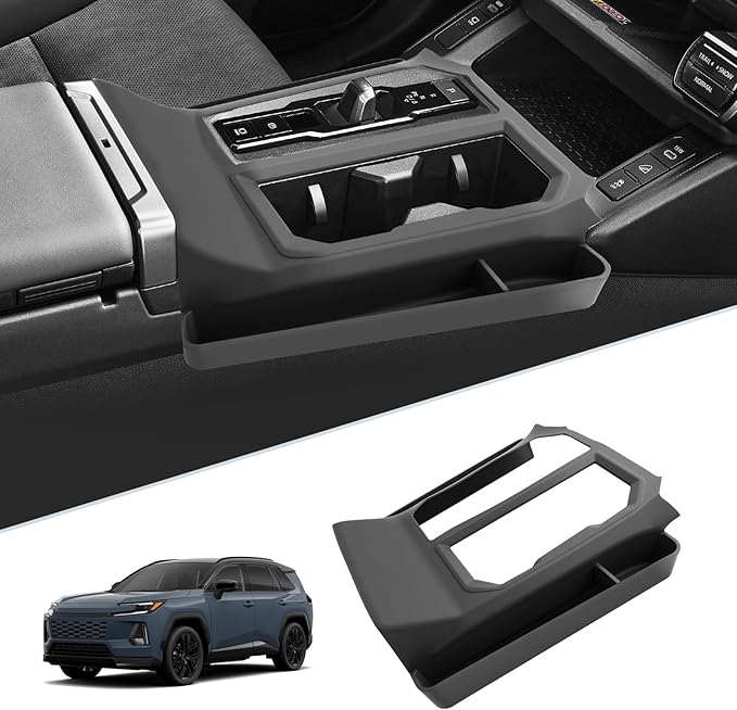 SKTU 2PCS for 2026 Toyota RAV4 Center Console Organizer for 2026+ Toyota RAV4 (LE/SE/XLE Premium/Woodland/XSE/Limited) Console Tray & Gear Shift Panel 2026 RAV4 Accessories Passenger Side Storage Box
