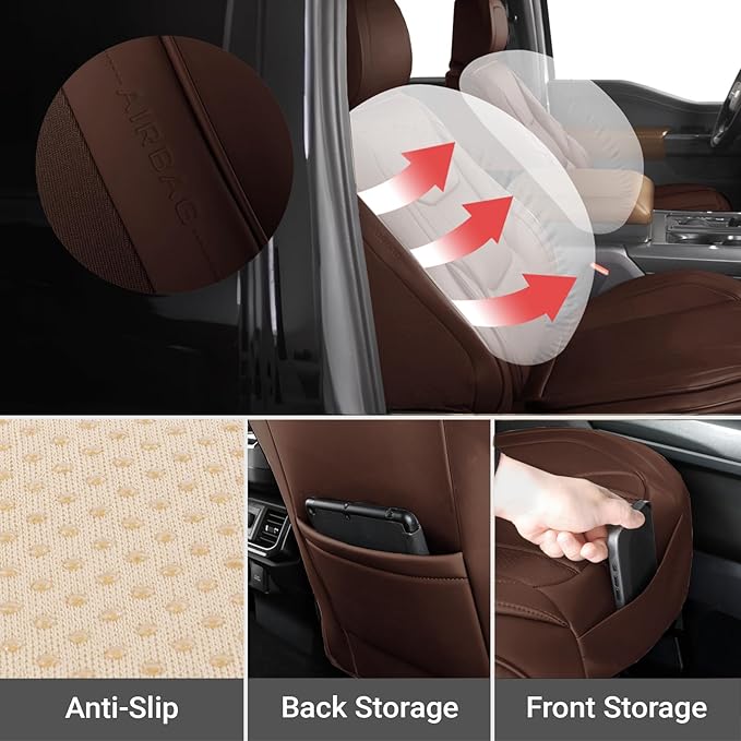 Coverland Custom Fit Car Seat Covers for SUV Compatible with [Buick Rainier, Chevy Trailblazer, Trailblazer EXT] Premium Waterproof Non-Slip Interior Seat Protector [Front Dark Brown - Size Chart A29]