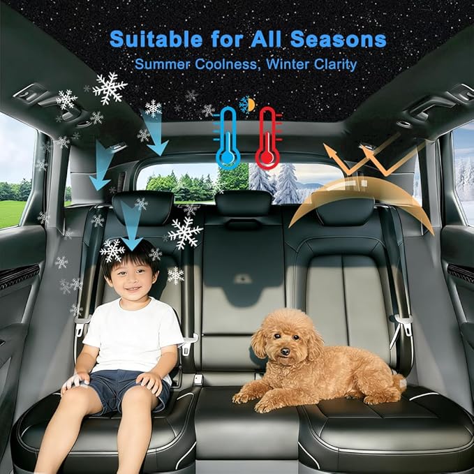 Car Sunroof Shade Compatible with Tiguan 2010-2017 5-Door SUV, Foldable Glass Roof Sunshade with Storage Bag, Heat Insulation Sun Protection Roof Interior Sunshade