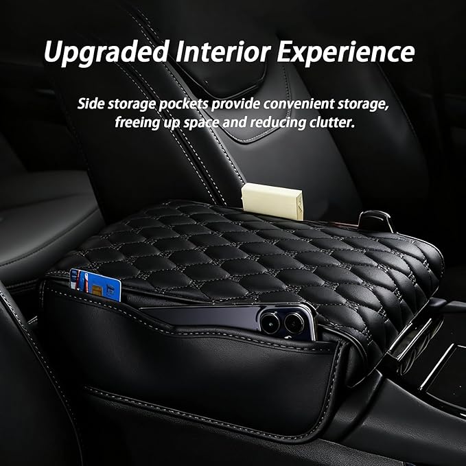 Car Center Console Cover for Genesis G80 G90 GV80 GV70 GV60 Electrified GV70, Center Console Heighten Cover, Thick Arm Rest Pad, Car Armrest Cushion with Side Storage Pocket