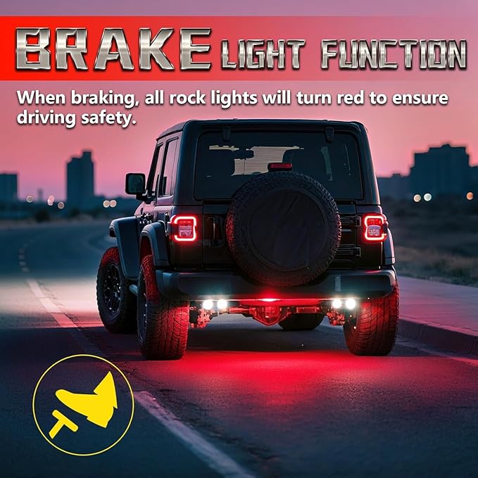 16 Pods RGBW LED Rock Lights for Truck Jeep Wrangler ATV UTV Golf Cart RZR RV Van Boat Offroad SUV Cars Pickup Sedans, Waterproof Multicolor Neon Underglow Kit with APP/RF Remote Music Mode