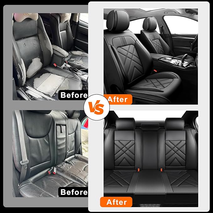 CX-30 Car Seat Covers Custom Fit for Mazda CX-30 2020-2026, Full Coverage Premium Leather Waterproof Breathable Seat Covers, Automotive Seat Protectors, Airbag Compatible(Full Set Seats, Black)