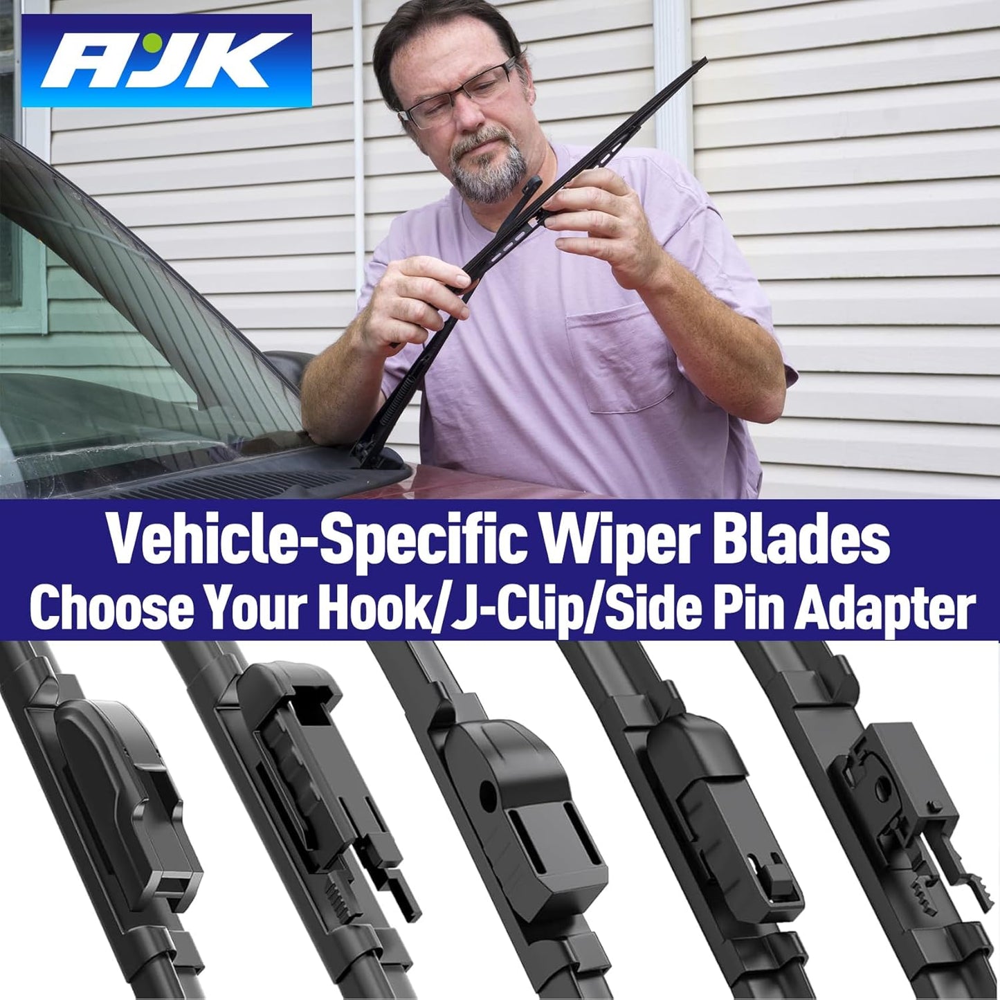 AJK Windshield Wiper Blade, OEM Quality Front and Rear Windshield Wipers for Jeep Compass 2007 2008 2009 2010 2011 2012 2013 2014 2015 2016, 22" 20" 11" Window Blades (Set of 3)
