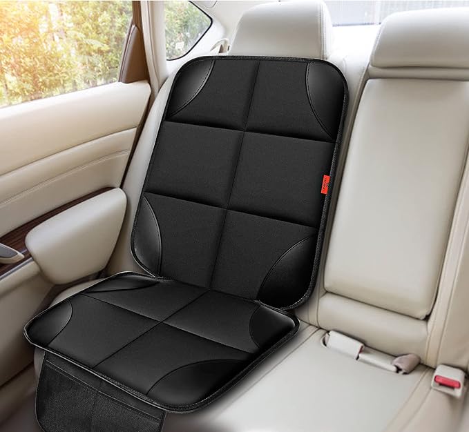 XHYANG Car Seat Protector 1 Pack Car Seat Cushion Mat Thickest Padding,Waterproof 600D Fabric Car Seat Covers for Non-Slip Backing Mesh Pockets for Baby and Pet (Gray, 2 Pcs)