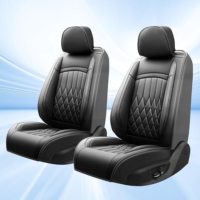 Fit for Equus Seat Covers Compatible with Hyundai Equus 2011-2016 - Waterproof Breathable Leather Automotive Seat Cushions Protector,Airbag Compatible,Only 2 Front seat Covers(Black)