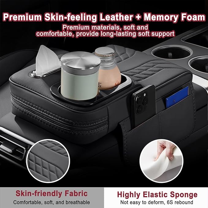 Car Armrest Cover for Tesla Model X 2015–2020 2021 2022 2023 2024 2025 2026, Center Console Cover Mat Armrest Seat Box Cover Cushion Console Pad Interior Accessories,B