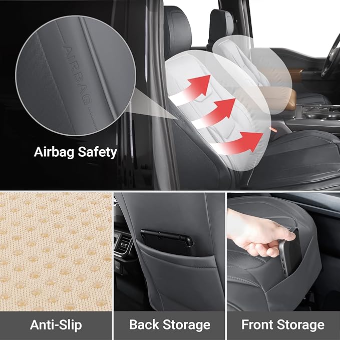 Coverland Custom Fit Car Seat Covers for Car Compatible with [Tesla Model 3, Model S, Model S Bucket Seats] Premium Waterproof Non-Slip Interior Seat Protector [Front Dark Gray - Size Chart A25]
