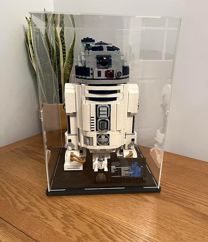 Choowin Acrylic Display Case for Lego Cat 21349 for Lego R2D2 75308 for Lego Transformers Soundwave 10358 Thickened Clear Acrylic Display Cases for Collectibles Assemble Dustproof Display Box(White)
