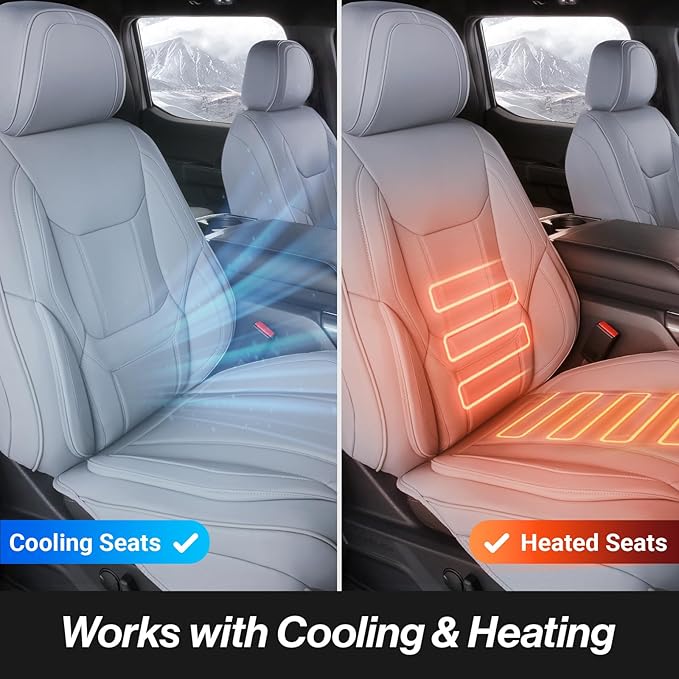 Coverland Custom Fit Car Seat Covers for SUV Compatible with [2018-2026 Wrangler, 2021-2026 Wrangler 4xe] Premium Water Resistant Leather Non-Slip Interior Protector [Front Gray - Size Chart A41]