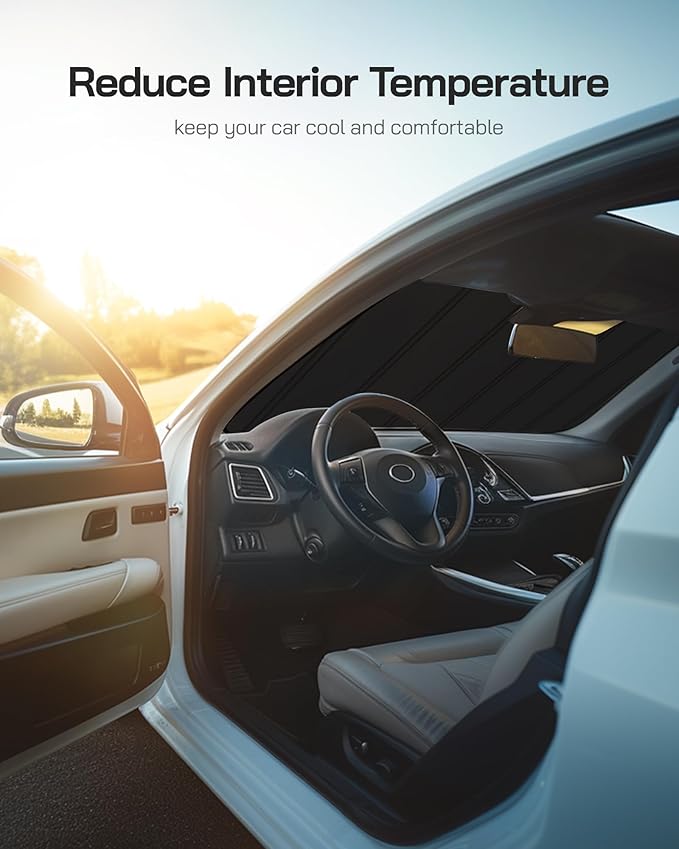 Windshield Sun Shade for Ram 2500/3500 2019-2025 with 5 Inch Wide Sensor. Reflective Aluminum Film Front Window Sunshade - BLAZBLOCK