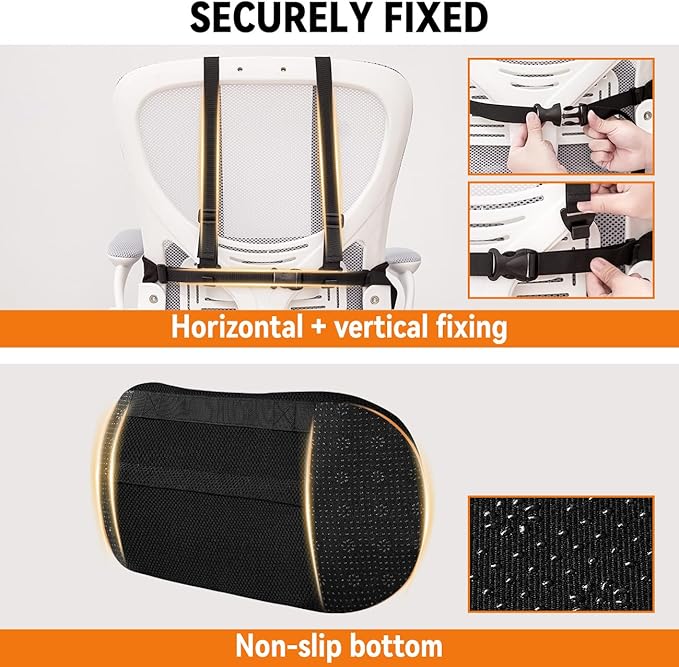 Lumbar Support Pillow for Office Chair and Car Seat,Back Support for Office Chair Cushion,Adjustable Straps Securely Fixed Car Lumbar Support Pillow (Beige, for Office Chiar)