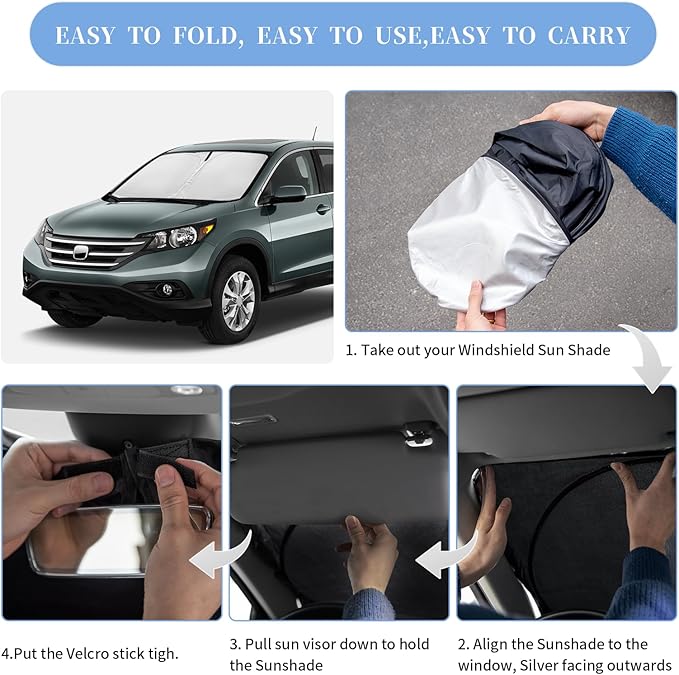 for Honda CRV 2023 2024 2025 2026 Sun Shade Sunshade Windshield Cover, 4-Layer Front Window Shade Sun Protector Custom Fit CR-V Foldable Sunshade Sun Visor 240T Fabric Blocks UV Rays SUV Accessories