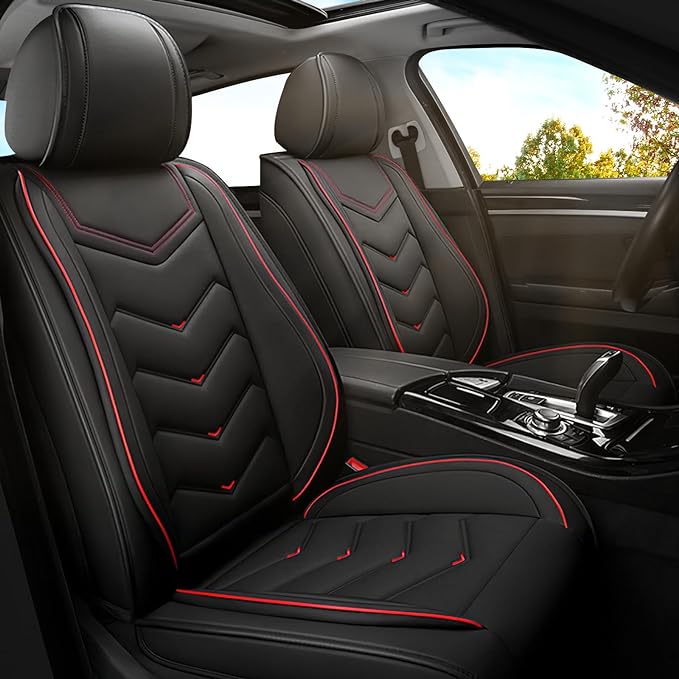Car Seat Covers for Ford Expedition 2000-2026, Premium Nappa Leather Car Seat Cover, Stylish Sport Seat Covers， Automobile Seat Cover Sets.(Standard 2 Seats/Black)