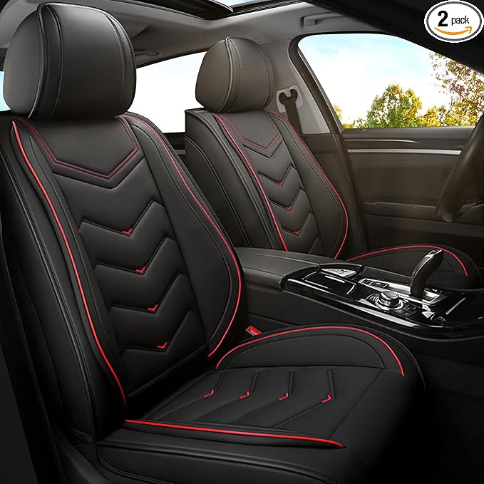 Car Seat Covers for Hyundai Sonata 2002-2026, Premium Nappa Leather Car Seat Cover, Stylish Sport Seat Covers， Automobile Seat Cover Sets.(Standard 2 Seats/Black)
