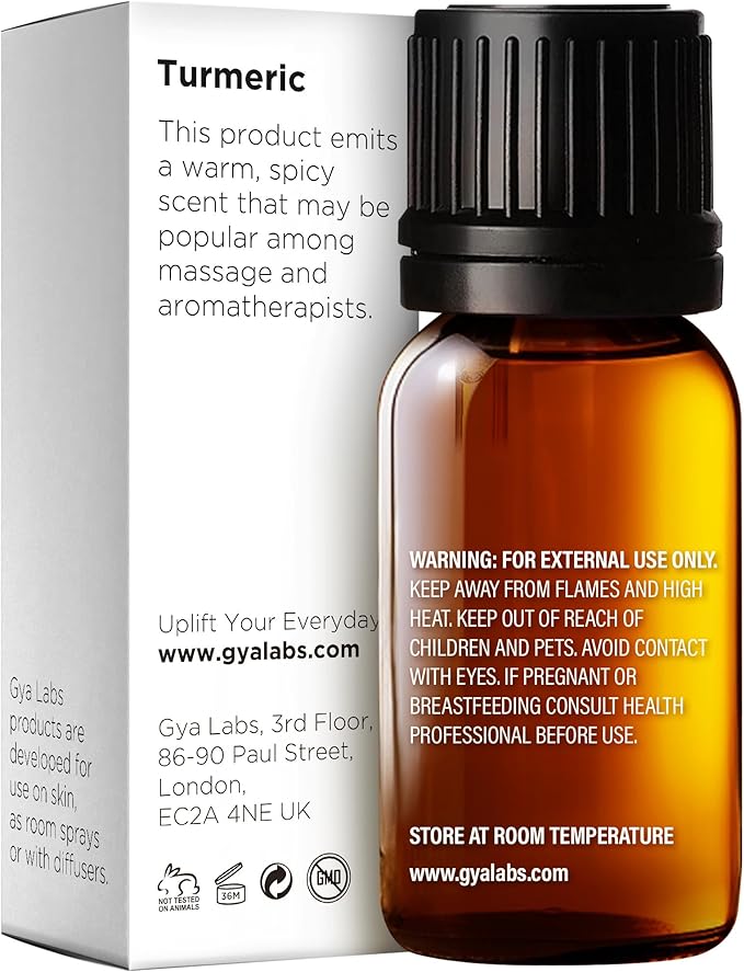 100% Pure Turmeric Essential Oil - 0.34 Fl Oz - Turmeric Oil for Hair, Skin, Diffuser, Aromatherapy & DIY Candle Making Scent