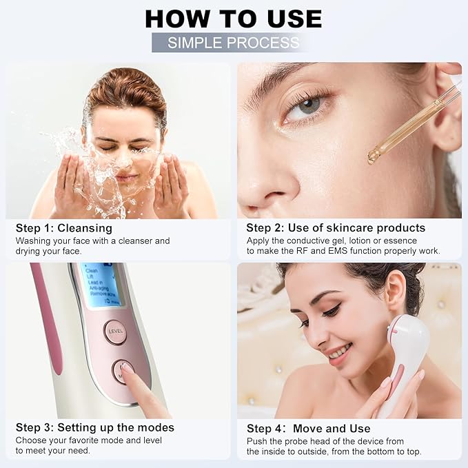 MiSMON High Frequency Facial Machine Light Theraphy Micro-current Device, 5 in 1 Multifunctional Facial Massager for Face