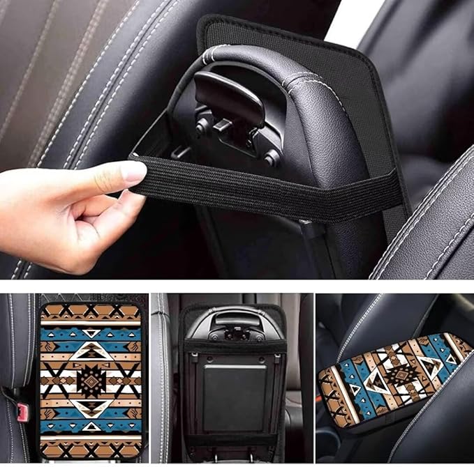 Coldinair Southwest Africa Geometric Universal Car Center Console Pad Soft Armrest Protector Cover Fit for Most Vehicle,SUV,Truck,Car Interior Accessories Decor