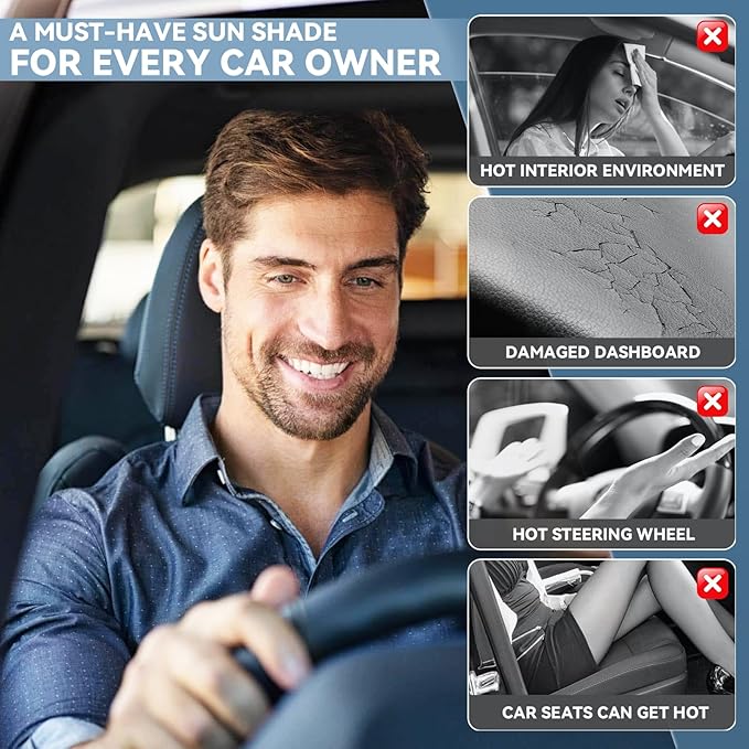 for BMW 3 Series320i 328d 330i 340i 330e 2013-2018 Windshield Sun Shade -4 Layers Sunshades for Front Windows Cover Custom Fit 3 Series F30/F31/F80/M3 Sun Visor Shade Blocks UV Rays Car Accessories
