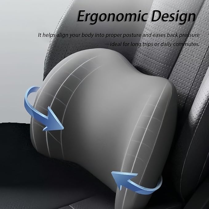 Car Lumbar Support Pillow and Car Neck Pillow Kit for Mitsubishi Eclipse 2000-2008 2009 2010 2011, Car Seat Neck Back Rest Pillows, Ergonomic Car Seat Headrest & Lumbar Cushion,A Black