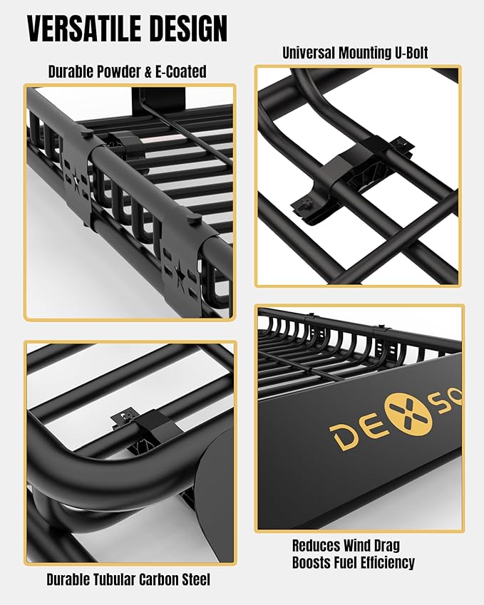 DEXSO 84" x 39" Universal Roof Rack Basket, 200 Lbs Capacity Rooftop Cargo Carrier Basket with Extension Luggage Rack Heavy Duty for SUVs, Trucks, Vehicles