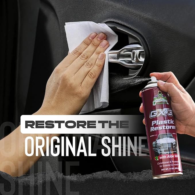 GX-3 Plastic Restorer – Black Plastic Restorer for Cars & Automotive Trim Restorer – Interior Car Cleaner & Exterior Faded Plastic, Vinyl & Rubber Renewer with Aloe Vera 3PK (8 fl oz)
