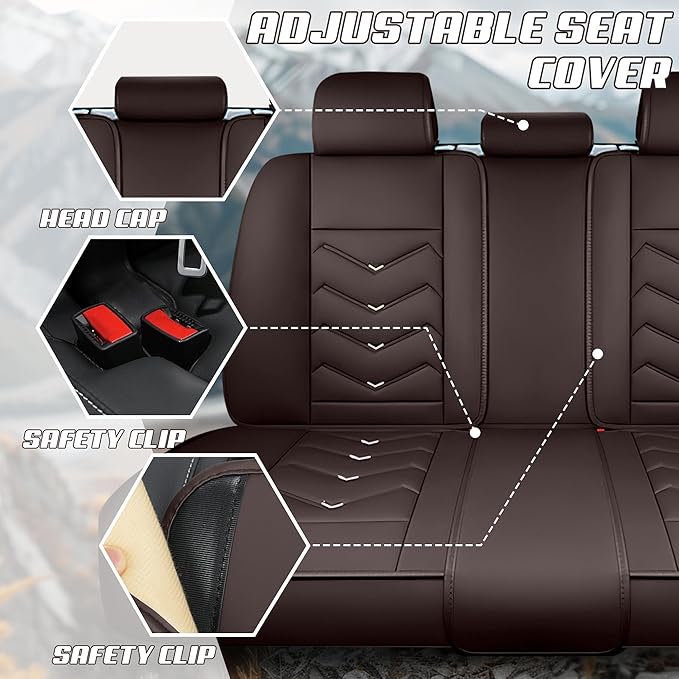 Car Seat Covers Fit for Toyota rav4 2000-2026, Stylish Sport Seat Covers, Waterproof Wear-Resistant Premium Nappa Leather Car Seat Cover.(Full Set/Coffee Color)