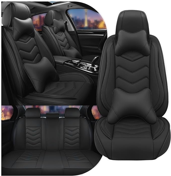 CTDS Car Seat Covers for Toyota RAV4 2000-2026, Stylish Sport Seat Cover, Premium Nappa Leather Car Seat Cover. Automobile Seat Covers Sets.(Luxury 5 Seats/Pure Black)