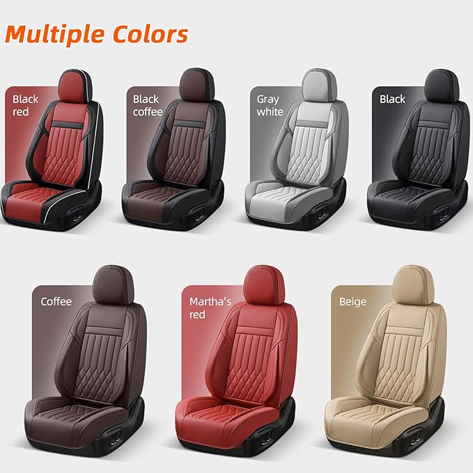 KEYOOG Car Seat Covers Leather Full Set Universal 5-Seater Waterproof Breathable Nappa, Compatible with Honda Civic, Toyota Camry Corolla, Nissan Rogue Sentra, Fit for Front Rear Seats Most Sedans SUV