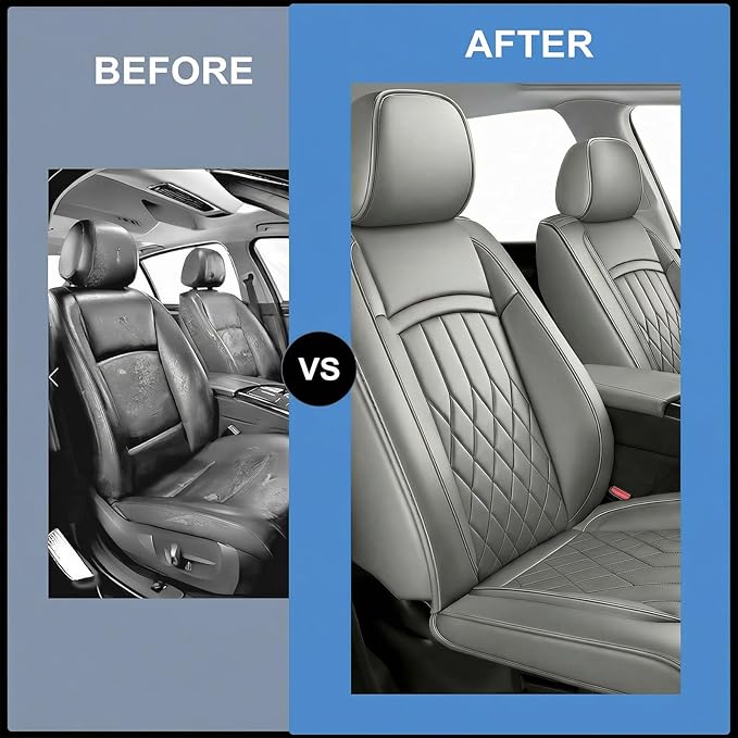 Fit TSX Car Seat Covers for Acura TSX 2003-2014 - Premium Leather, Waterproof, All-Weather, Airbag Compatible, Anti-Slip, Breathable, Easy Install, Seat Protectors, Full Set, Gray