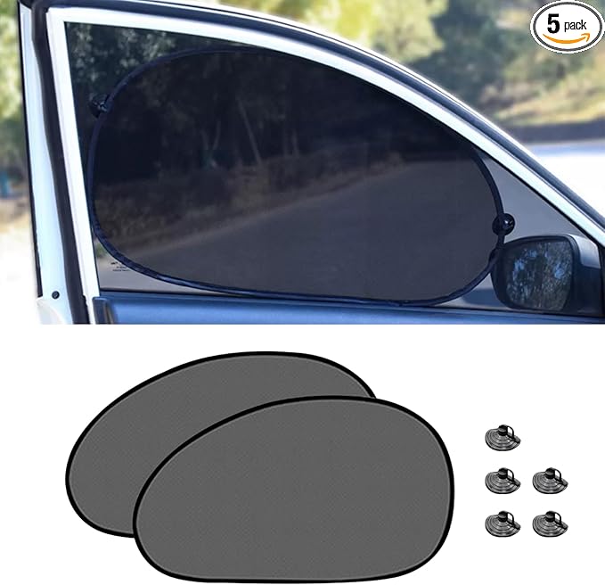 2PCS Car Window Shade, 25"×15" Side Window Sun Shade Blocker with Suction Cups, Mesh Vehicle Window Screen Provide Glare and UV Rays Protection for Baby, Universal Car Accessories for Most Models